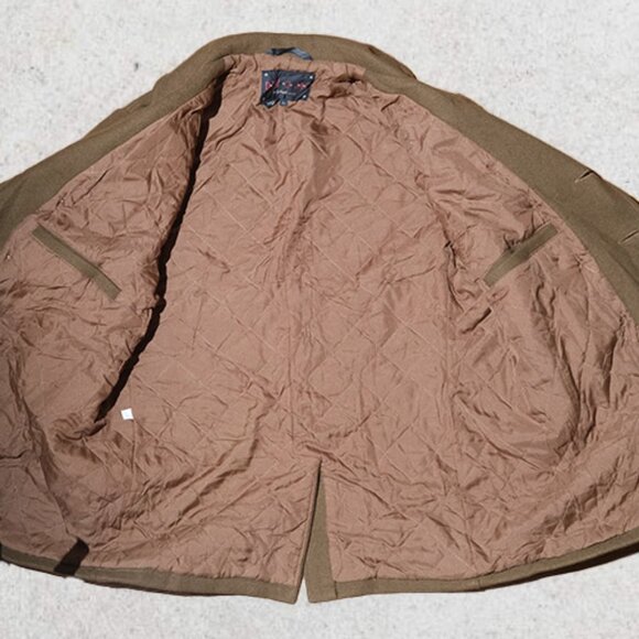 Schott NYC (Dur O Jac) Sz L Wool Double Breasted Quilt Liner Camel Peacoat - Picture 4 of 5